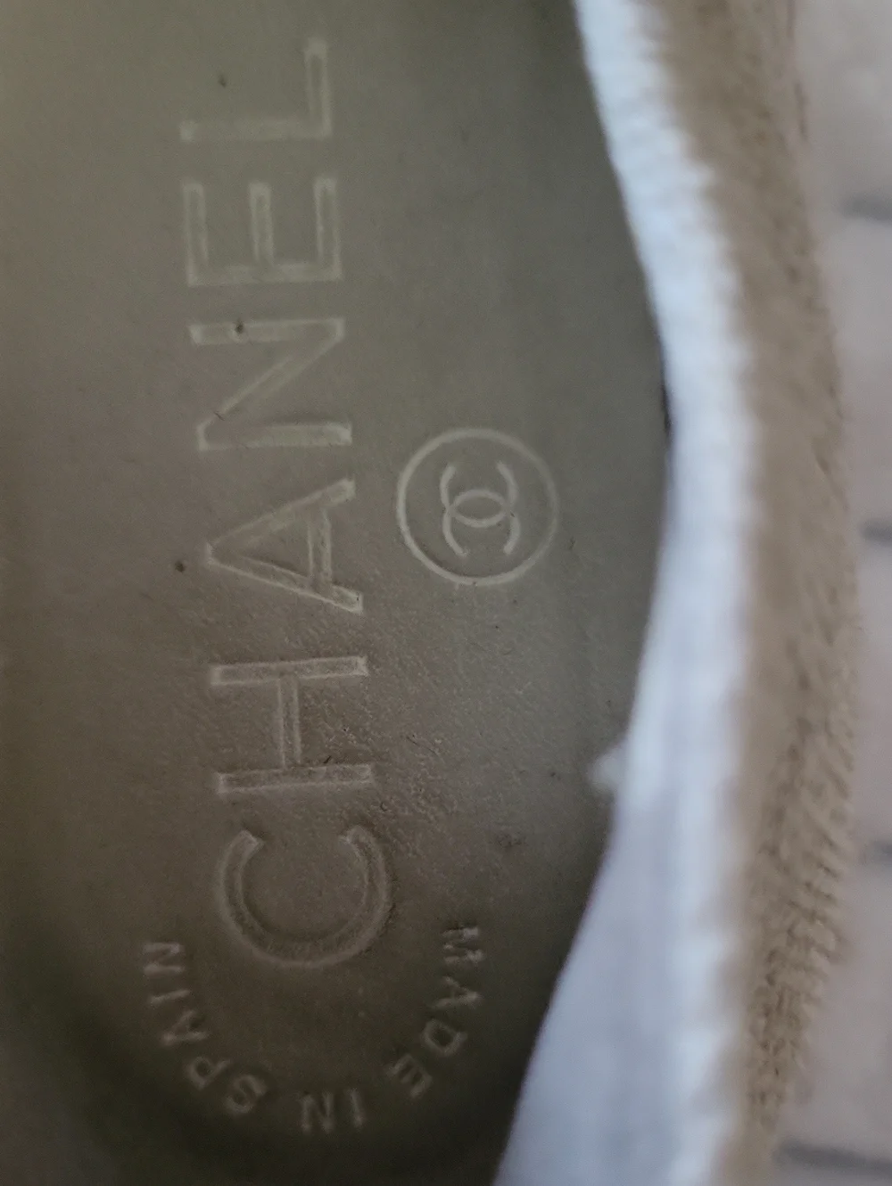 Chanel beige canvas espadrilles featuring a white sequin CC logo Shoes